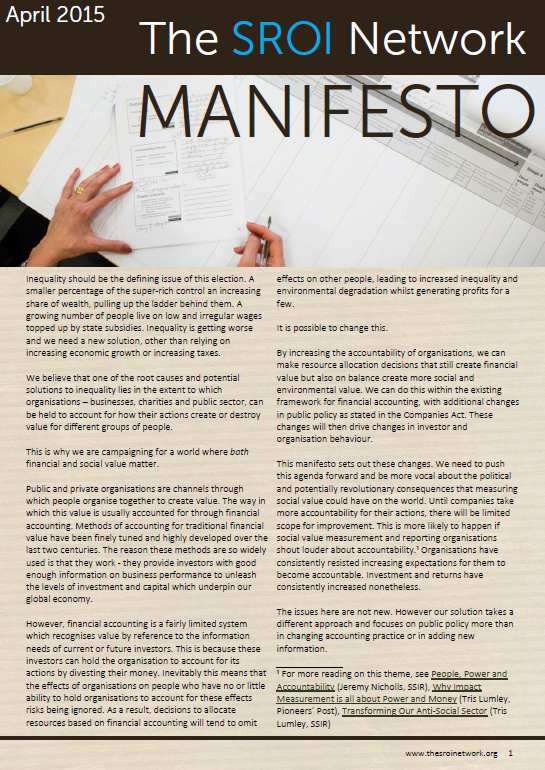 The SROI Network launches its manifesto