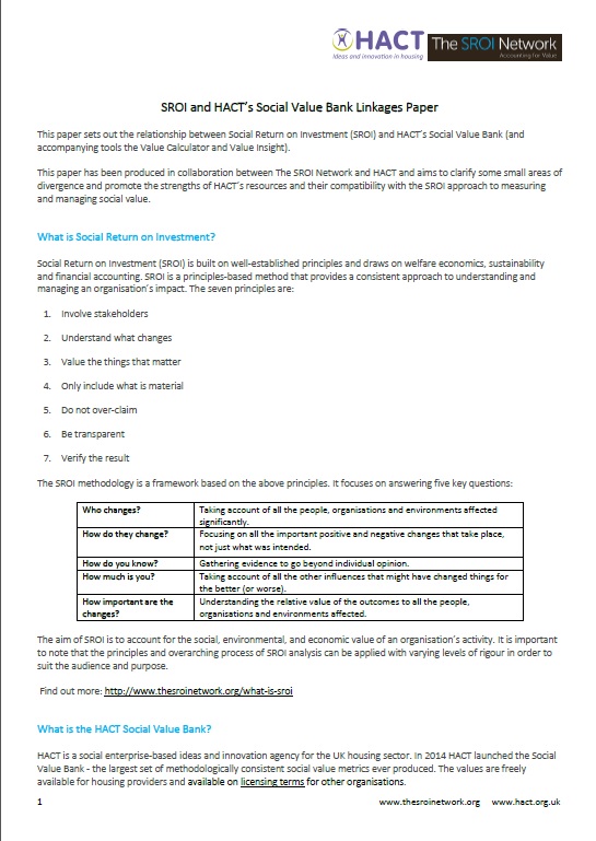 The SROI Network & HACT release joint linkages paper