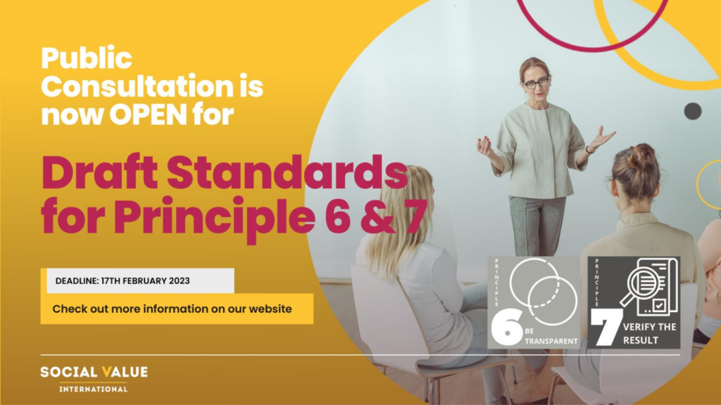 Consultation on Draft Standards for Principle 6: Be Transparent and Principle 7: Verify The Result