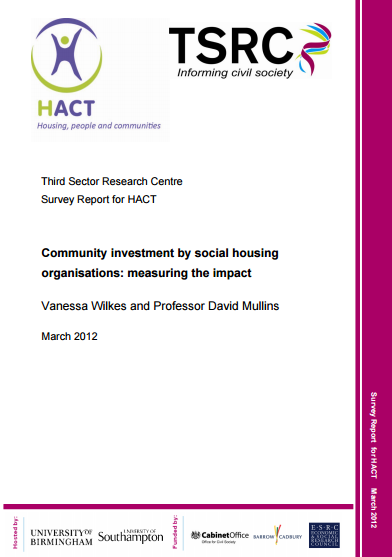 Community investment by social housing organisations: measuring the impact