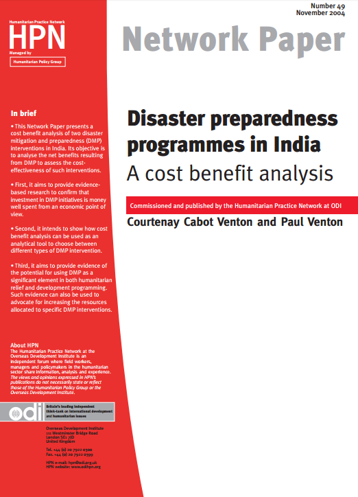 Disaster preparedness programmes in India: A cost benefit analysis