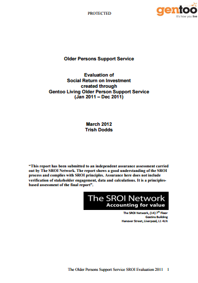 Evaluation of SROI created through Gentoo Living Older Person Support Service