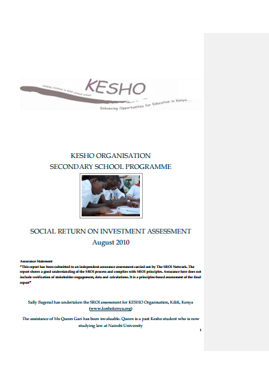 Kesho Organisation Secondary School Programme SROI