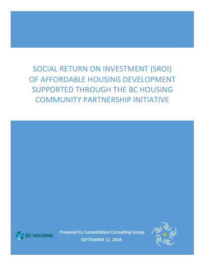 SROI of affordable housing development supported through the BC Housing community partnership initiative