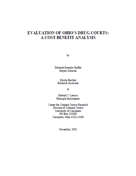 Evaluation of Ohio’s Drug Courts: A Cost Benefit Analysis