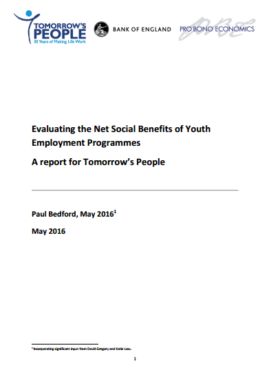 Evaluating the Net Social Benefits of Youth Employment Programmes