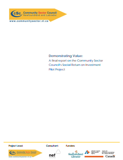 Demonstrating Value: A final report on the Community Sector Council’s Social Return on Investment Pilot Project