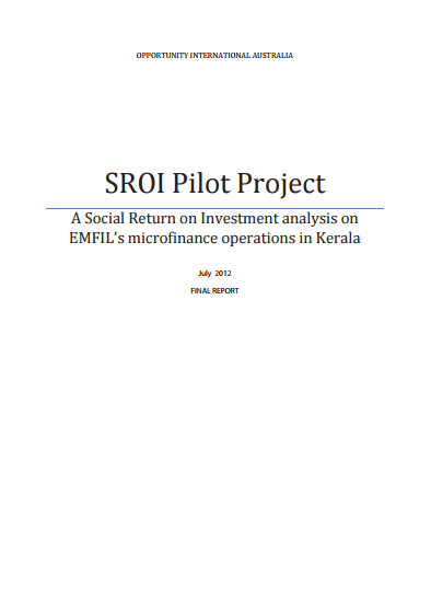 A Social Return on Investment analysis on EMFIL’s microfinance operations in Kerala