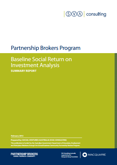 Partnership Brokers Program – Baseline Social Return on Investment Analysis