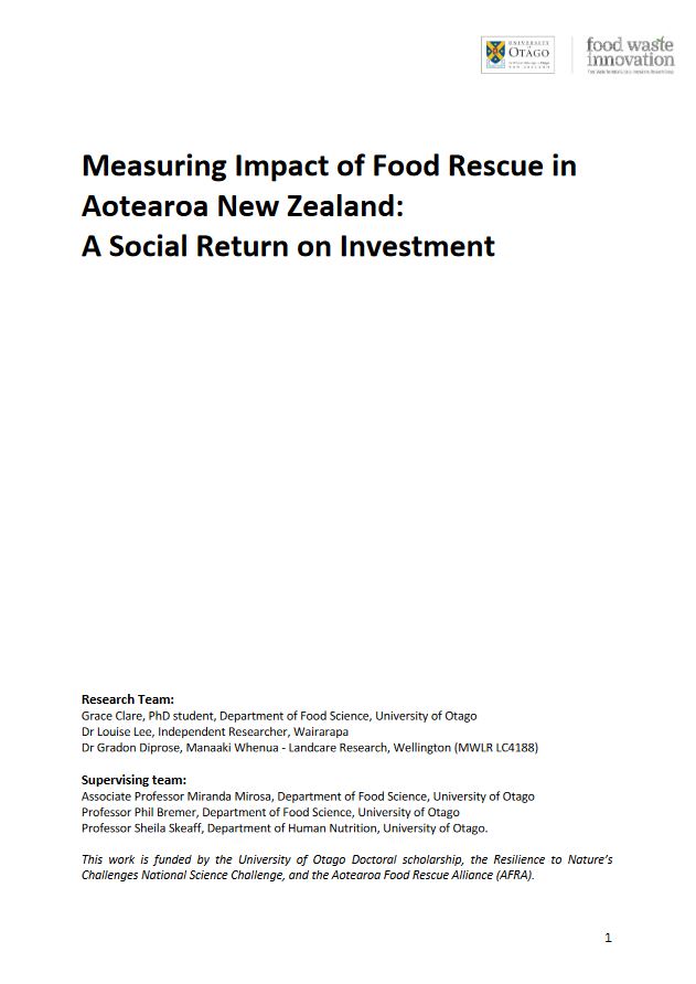Measuring Impact of Food Rescue in Aotearoa New Zealand:A Social Return on Investment